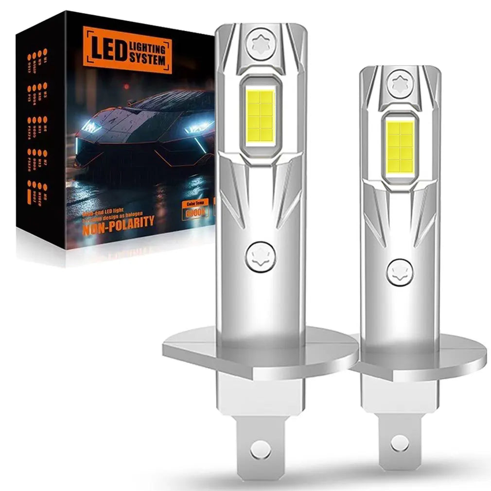 High-Performance 20000LM H1 H3 LED Headlights | Wireless Canbus Mini Bulbs | 6500K White Light